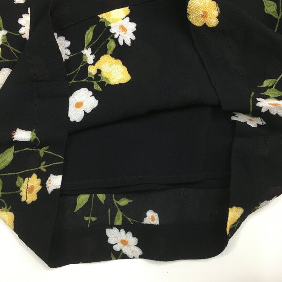 REFORMATION Piazza Black Floral Print Belted Wide Leg Palazzo Culotte Pant - Picture 10 of 13